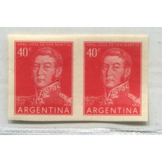 ARGENTINA 1954 GJ 1041P SAN MARTIN VARIEDAD SIN DENTAR PAREJA MINT !!!